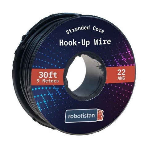 Buy Stranded-Core Wire Spool - 30ft - 22AWG - Black on Robotistan Maker Store